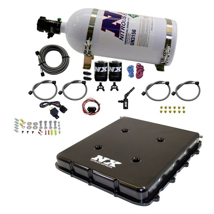 Nitrous oxide system with Billet LT4 supercharger lid with 10lb Nitrous Express NX 20939-10 bottle