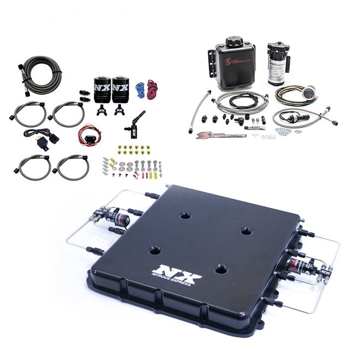 Sistema de óxido nitroso y metanol de agua con tapa de sobrealimentador LT4 de aluminio mecanizado sin botella Nitrous Express 20939BMF-00