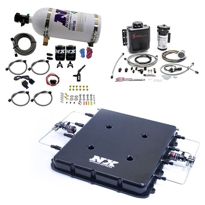 Sistema de óxido nitroso y metanol de agua con tapa de sobrealimentador Billet LT4 Nitrous Express NX de 10 lb (20939BMF-10)