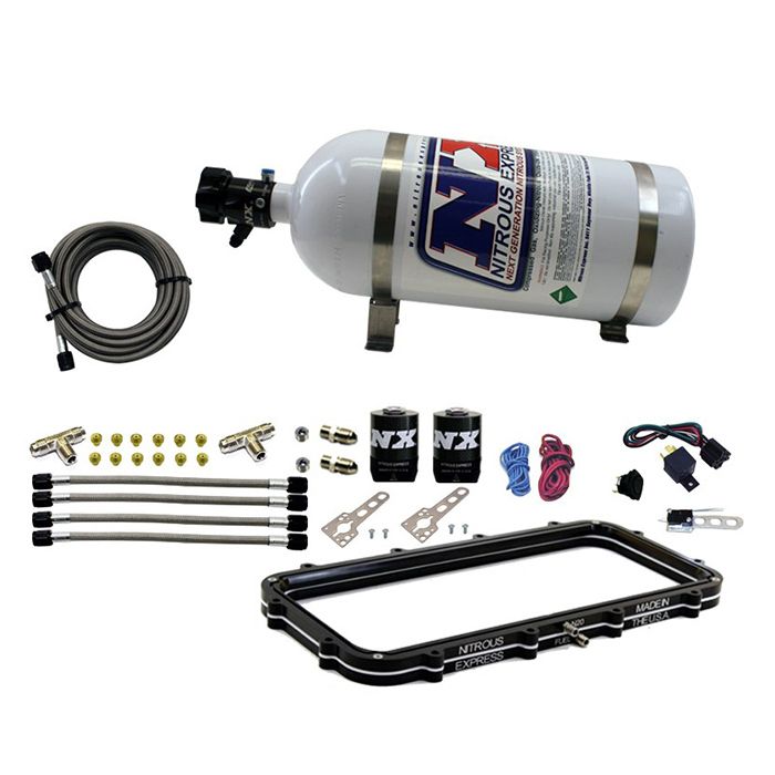 Sistema de placa de plenum de alto rendimiento Holley con botella de óxido nitroso Nitrous Express NX de 15 lb (20940-15)