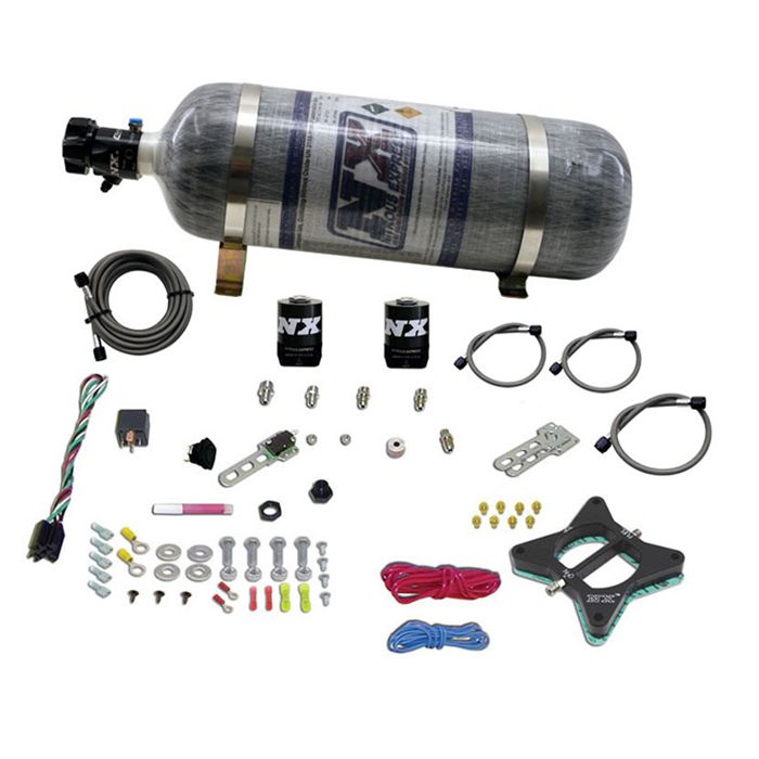 Sistema de placa de 2 válvulas con botella compuesta de 10 lb para Ford Mustang 4.6L (50-150 Hp) Nitrous Express NX 20946-12