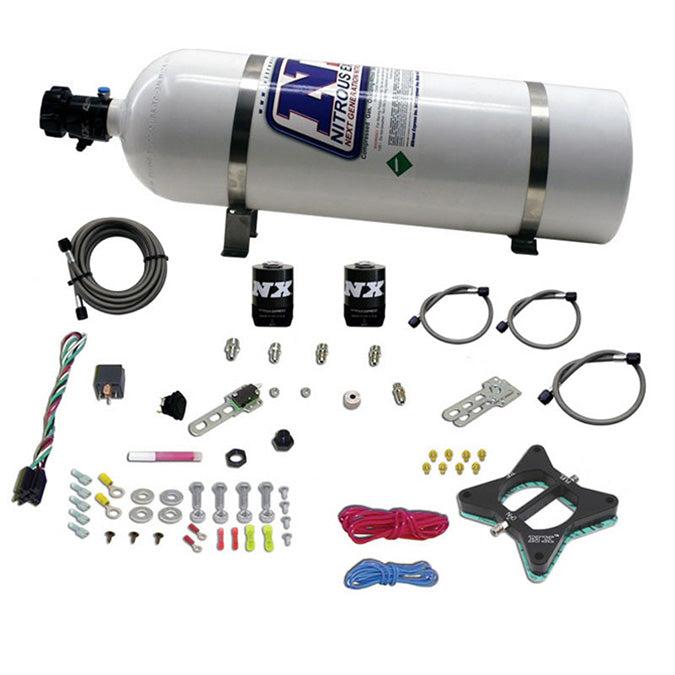 Sistema de placa de 2 válvulas con botella de 15 Lb para Ford Mustang 4.6L (50-150 CV) Nitrous Express NX 20946-15