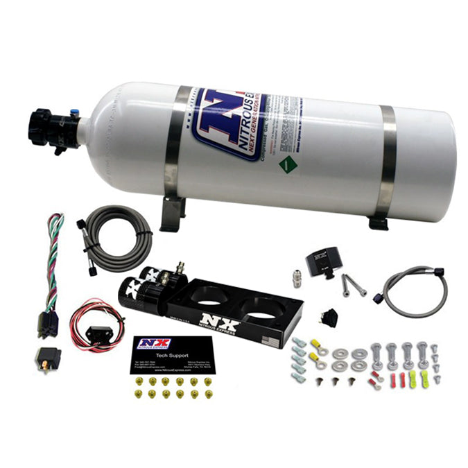 Sistema de placa de 3 válvulas con botella de 15 Lb para Ford Mustang 4.6L (35-150 CV) Nitrous Express NX 20947-15