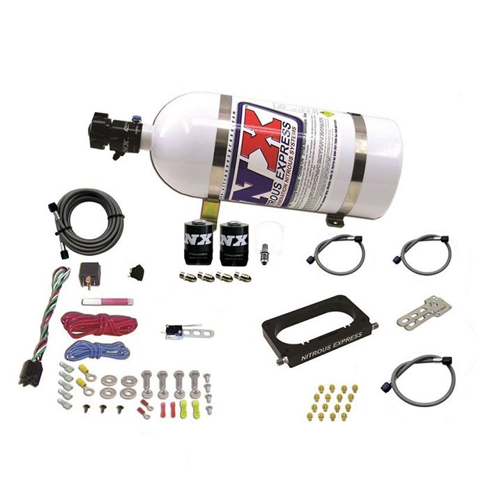 Nitrous Oxide 4-Valve Plate System - Single-Blade Throttle Body with 10lb Bottle for Ford Nitrous Express NX 20950-10