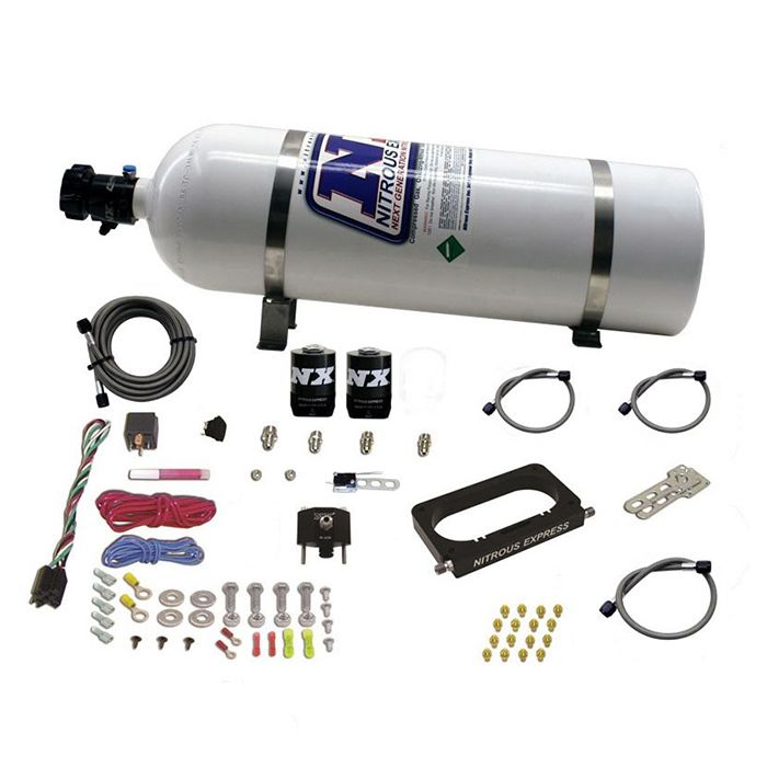 Nitrous Express NX 20950-15 Ford 4-Valve Nitrous Oxide Plate System - Single Blade Throttle Body with 15lb Bottle