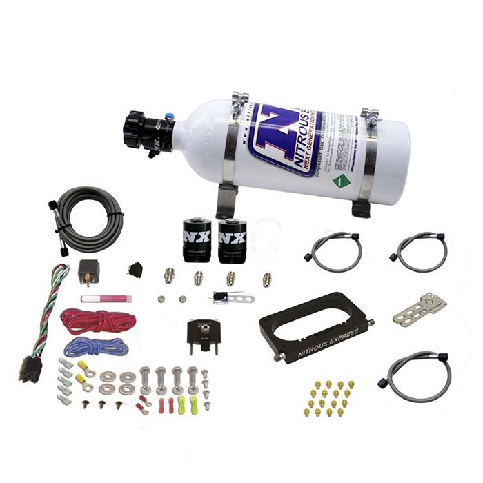 Sistema de placa de óxido nitroso de 4 válvulas - Cuerpo de aceleración monopala con botella de 5 lb para Ford Nitrous Express NX 20950-5