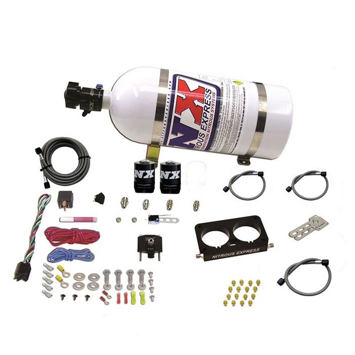 Sistema de placa de óxido nitroso de 4 válvulas - Cuerpo de aceleración original con botella de 10 lb para Ford Nitrous Express NX 20950D-10