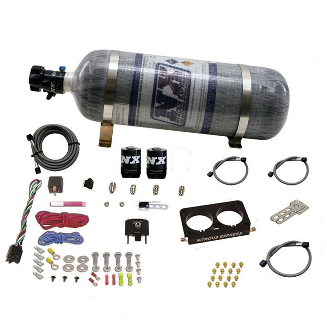 Kit Nitrous Plate 4 válvulas, cuerpo de mariposa original, con botella de carbono de 12 Lb para Ford Nitrous Express NX 20950D-12