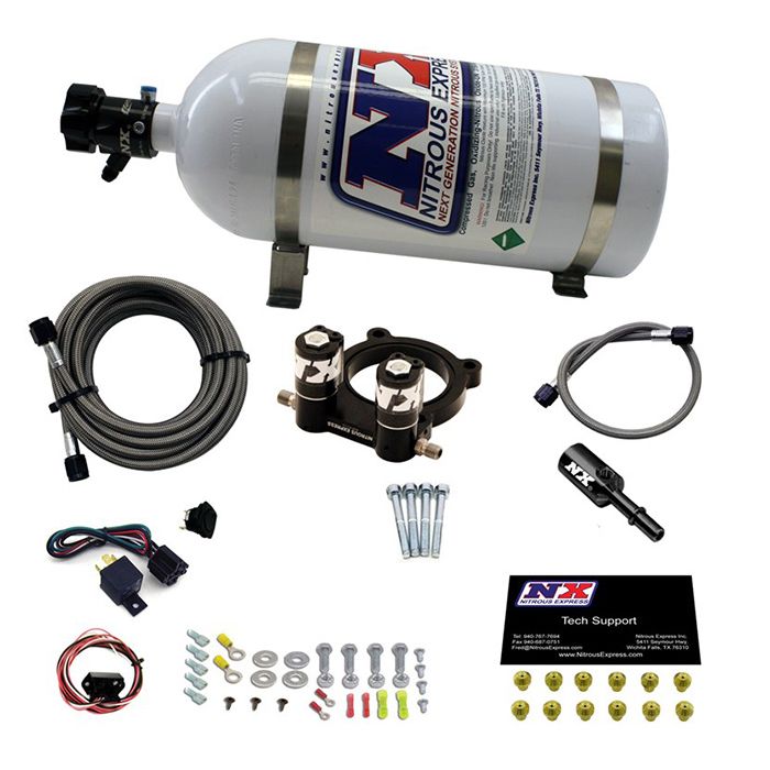Sistema de inyección de óxido nitroso con botella de 10 lb para Ford Ecoboost de 4 cilindros y 2.3 L Nitrous Express NX 20954-10