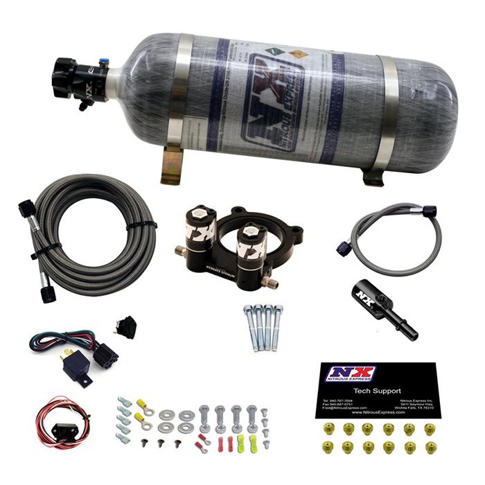 Sistema de inyección de óxido nitroso con botella de carbón de 12 lb para Ford Ecoboost de 4 cilindros y 2.3 L Nitrous Express NX 20954-10