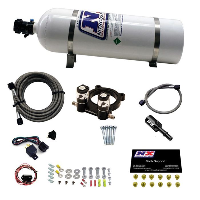 Sistema de inyección de óxido nitroso con botella de 6,8 kg (15 lb) para Ford Ecoboost de 4 cilindros y 2,3 L Nitrous Express NX 20954-15