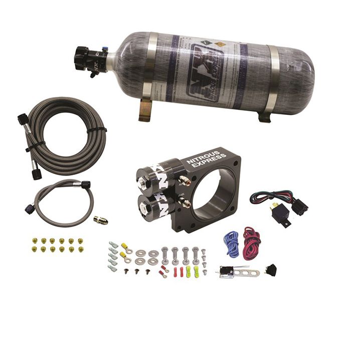 Sistema de inyección de óxido nitroso con botella de carbón de 12 lb para motor Ford de varillas de empuje de 5.0 L Nitrous Express NX 20955-12