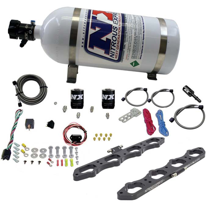Sistema de placas direct port con botella de 10 lb para motor Ford Coyote Nitrous Express NX 20956-10