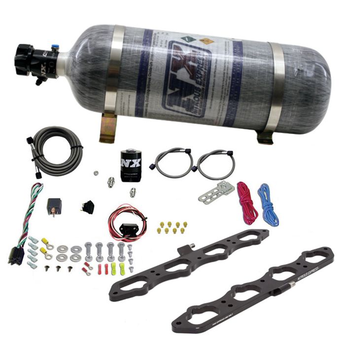 Sistema de placa de puerto directo en seco con botella de 12 lb para motor Ford Coyote Nitrous Express NX 20957-12