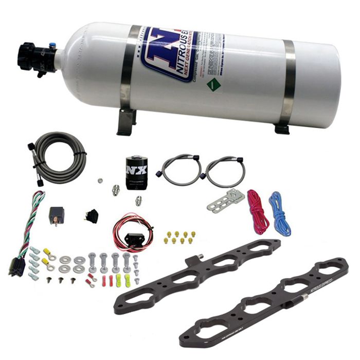 Sistema de placa de puerto directo en seco con botella de 15 lb para motor Ford Coyote Nitrous Express NX 20957-15