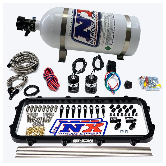 Sistema de óxido nitroso Holley High Ram Plate de puerto directo seco 15 LB Nitrous Express NX 20963-15