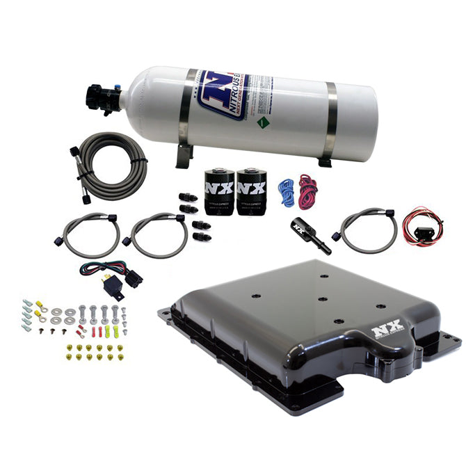 Tapa de compresor billet con nitro integrado y botella de 15 Lb para Dodge Hellcat / Demon Nitrous Express NX 20972-15