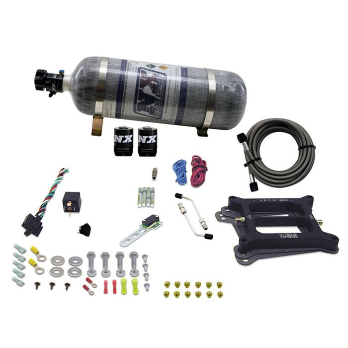 Conventional plate system 4150, alcohol stage 6, 50-300 Hp with 12 lb carbon fiber bottle, Nitrous Express NX 30045-12