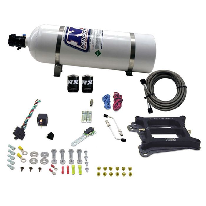 Nitrous Express NX 30045-15 4150 conventional plate system, stage 6 alcohol, 50-300 hp with 15 lb bottle