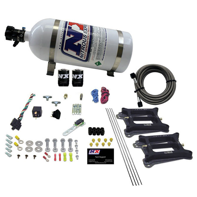 Sistema de placa convencional Dual 4150 alcohol Stage 6 50-300 CV con botella de 10 Lb Nitrous Express NX 30245-10
