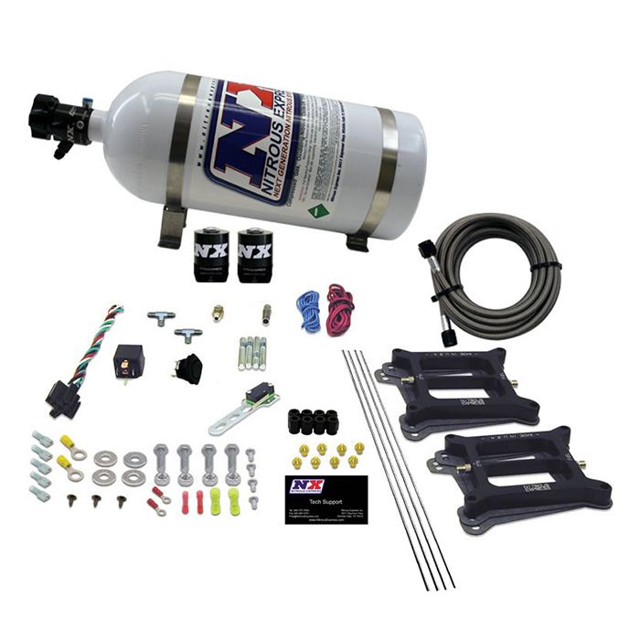 NX 30245-10 Nitrous Express 4150 Stinger Stage 6 Dual Conventional Plate System, 50-300 HP with 10lb Bottle