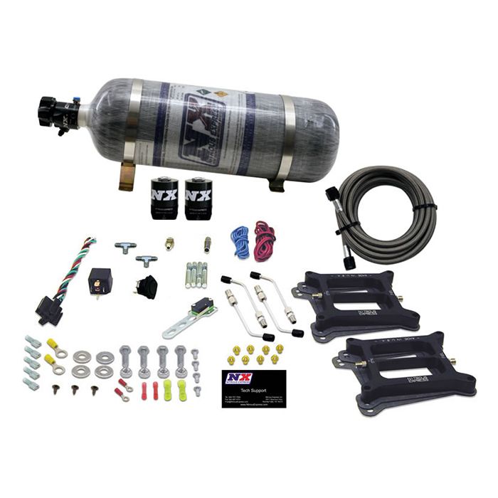 Nitrous Express NX 30245-12 4150 Double Conventional Plate System, Stage 6 Alcohol, 50-300 HP with 12 lb Carbon Fiber Bottle