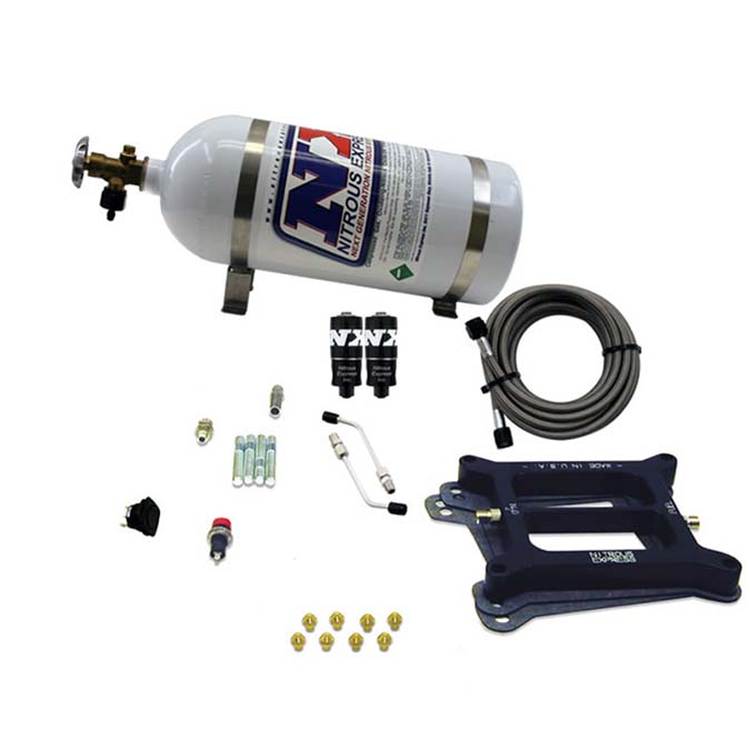 Sistema de placa de nitroso 4150 Hitman 100-150-200 CV con botella de 15 lb Nitrous Express NX 40040-15