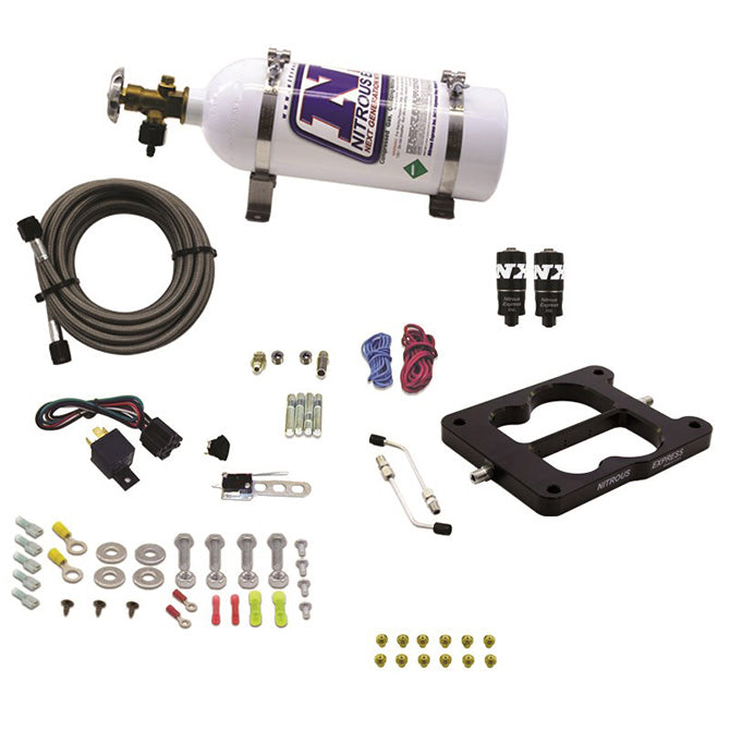 Sistema de nitrous Q-Jet Holley Spreadbore Hitman 100-150-200 CV con botella de 5 lb Nitrous Express NX 40080-05