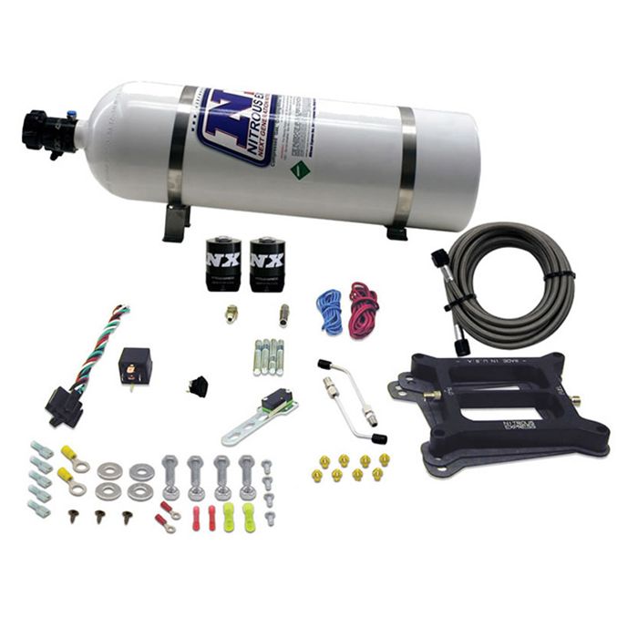 Nitrous Express NX 50040-15 Pro-Power 100-500 HP 4150 Gasoline Conventional Plate System with 15lb Bottle