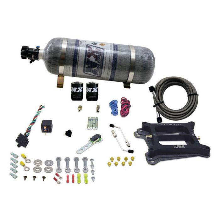 Nitrous Express NX 50045-12 Conventional Plate System 4150 Alcohol Pro-Power 100-500 HP with 12 lb Carbon Fiber Bottle