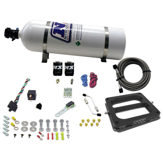 Kit de nitroso con placa convencional 4500 gasolina Pro-Power 100-500 CV con botella de 15 lb Nitrous Express NX 50070-15