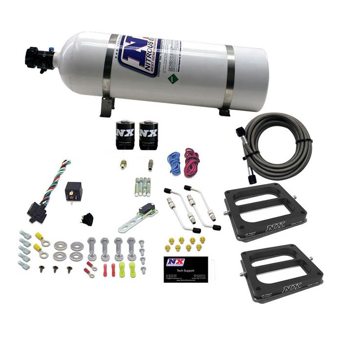 Nitrous Express NX 50270-15 Pro-Power Dual Conventional 4500 Plate System for Gasoline 100-500 HP with 15lb bottle