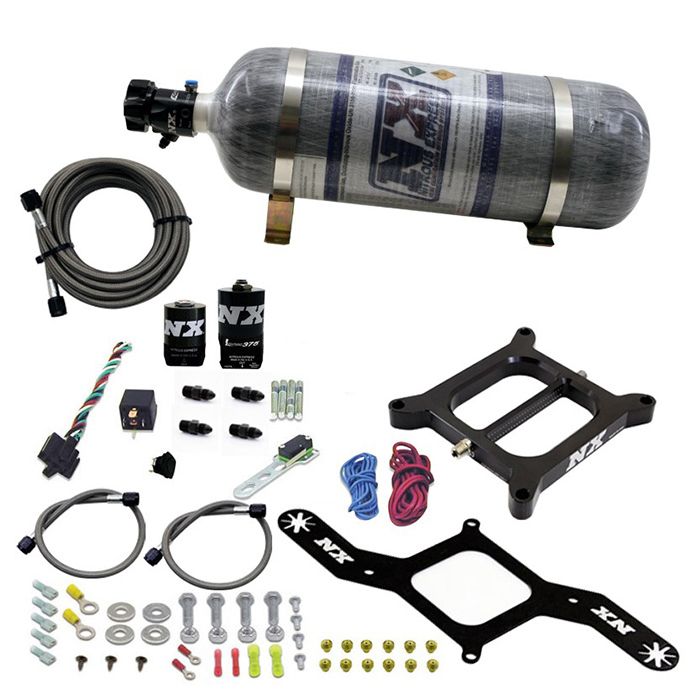 Nitrous Express NX 55140-12 RNC Conventional 4150 Plate System for 300-750 HP with 12 lb Carbon Fiber Bottle