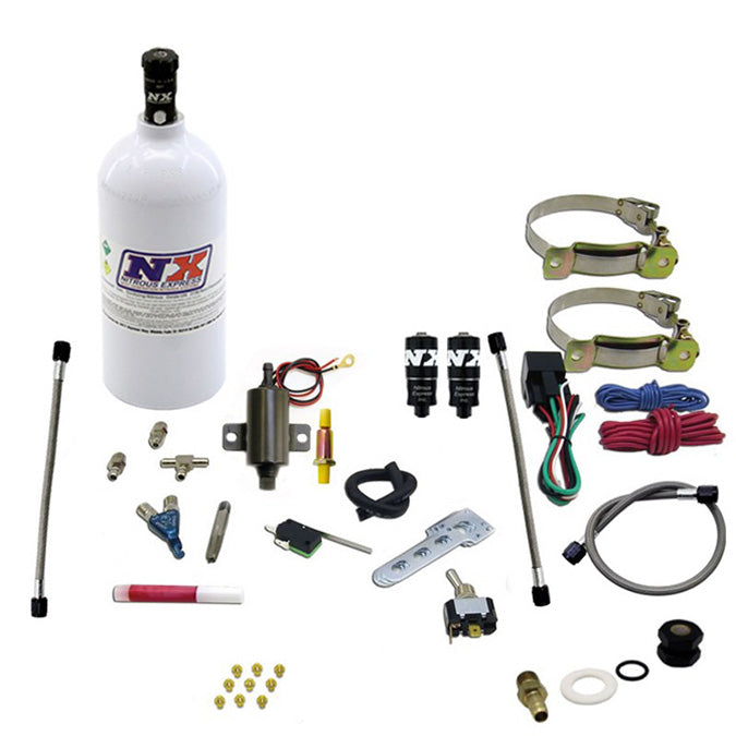 Sistema Piranha de dos cilindros con una boquilla y botella de 2,5 lb Nitrous Express NX 60022P