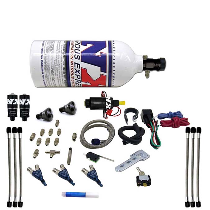 Sistema Piranha de tres cilindros con botella de 2,5 lb Nitrous Express NX 60033P