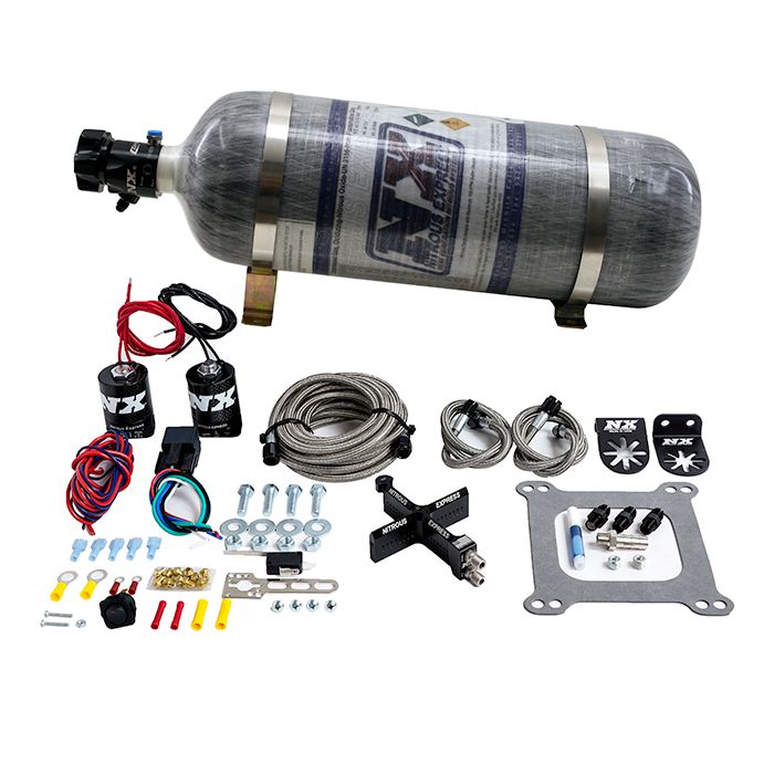 Nitrous Express NX 63541-12 Covert 4150 Pro-Power 100-500 HP Transverse Plate System with 12 lb Carbon Fiber Bottle