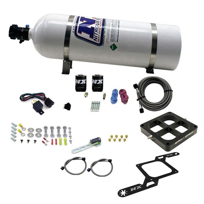 Nitrous Express NX 63870-15 4500 Billet single-stage crossbar plate system for 250-750 Hp with 15 lb bottle