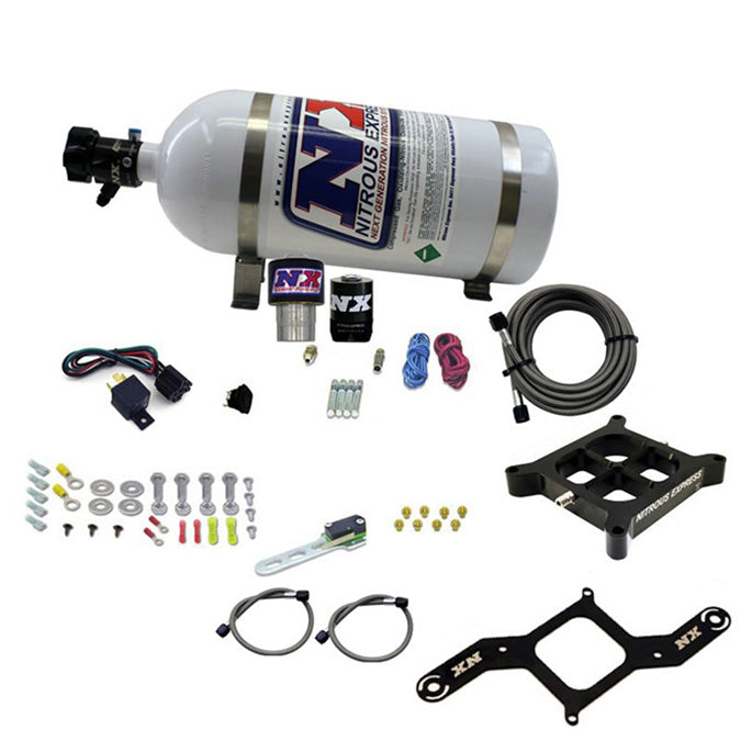 Sistema de placa Billet Crossbar 4150 de una etapa 250-650 CV con botella de 10 Lb Nitrous Express NX 63940-10