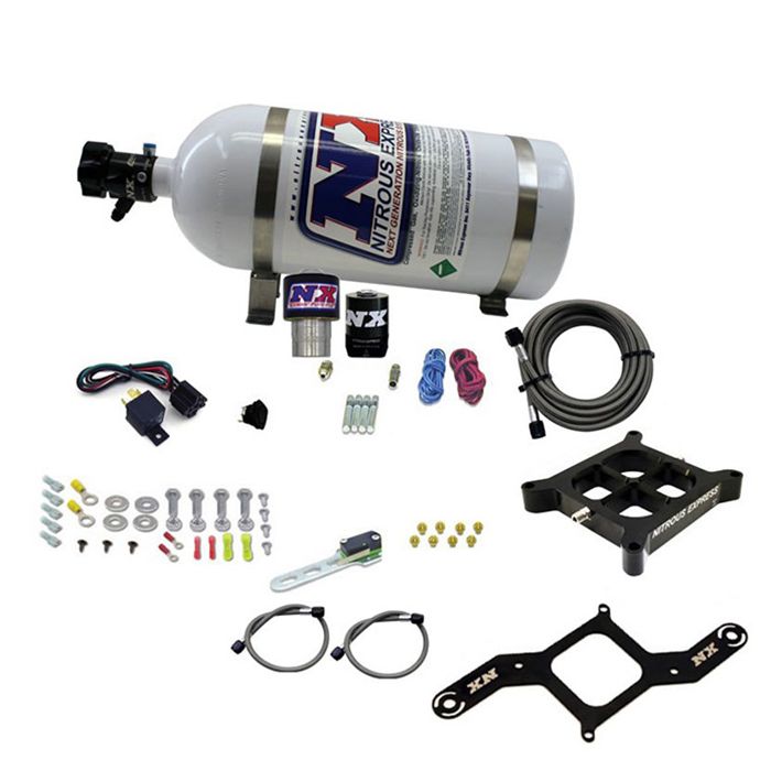 Nitrous Express NX 63940-10 Single Stage 4150 Aluminum Crossbar Plate System for 250-650hp Engines with 10lb Bottle