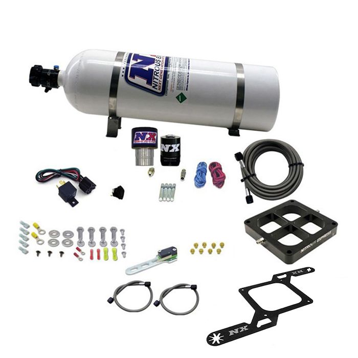 Nitrous Express NX 63970-15 Billet 4500 Single Stage Crossbar Plate System for 250-650 HP with 15 lb bottle
