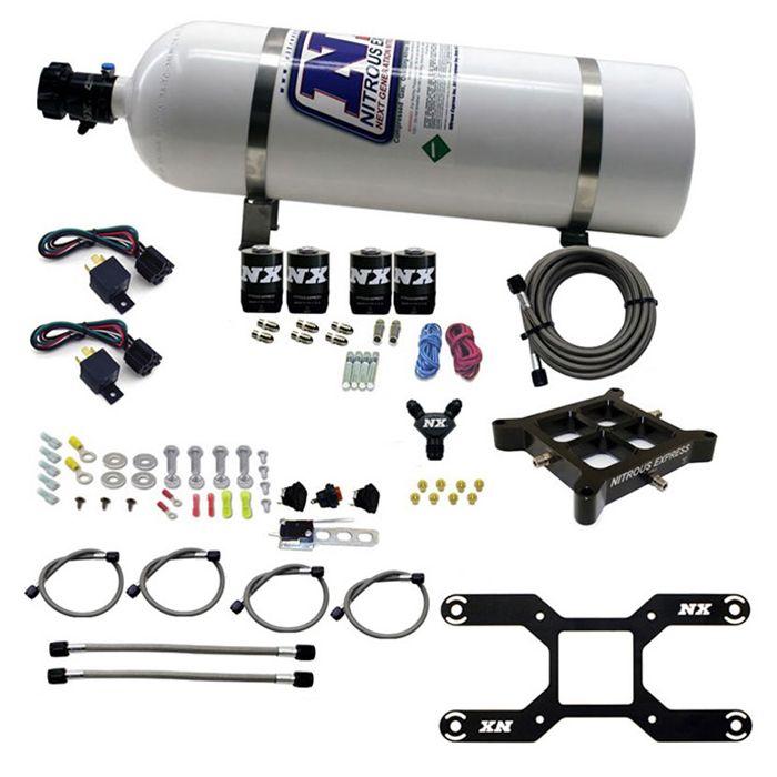 Nitrous Express NX 66042-15 4150 Stinger Dual Stage Aluminum Plate System for 100-1000 HP with 15lb Bottle