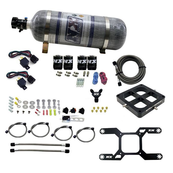 Nitrous Express NX 66047-12 100-1000 HP Dual Stage 4500 Machined Aluminum Crossbar Plate System with 12 lb Carbon Fiber Bottle