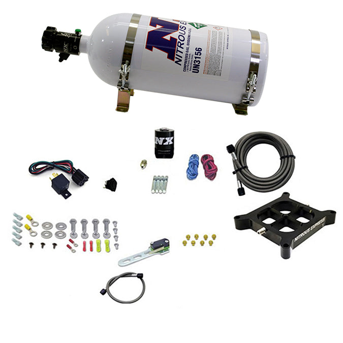 Sistema de placa con travesaño de aluminio mecanizado Dry Single Stage 100-500 CV brida 4150 10LB Nitrous Express NX 66142-10
