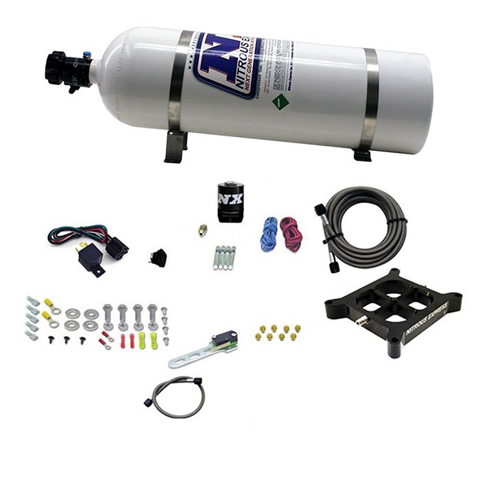 Sistema de placa transversal Billet, etapa única seca, 100-500 HP, brida 4150, 15 LB, Nitrous Express NX 66142-15