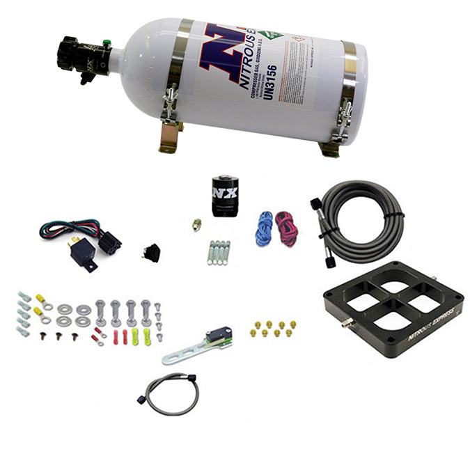 Sistema de placa con travesaño de aluminio mecanizado Dry Single Stage 100-500 CV brida 4500 10LB Nitrous Express NX 66147-10