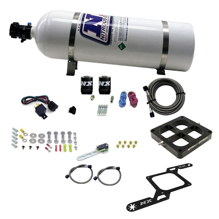 Sistema de placas transversales Billet, doble etapa seca, 100-1000 HP, brida 4500, 15 LB, Nitrous Express NX 66247-15