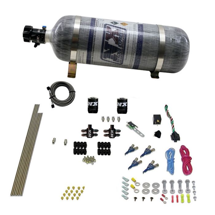 Sistema de inyección de gas de 4 cilindros con puerto directo, 100-150-200-250 hp, con botella de carbón de 12 lb, Nitrous Express NX 80004-12