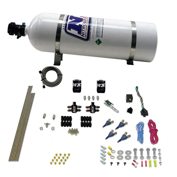 Sistema de óxido nitroso de inyección directa EFI para motores de gasolina de 4 cilindros (100-150-250 CV) 15 LB Nitrous Express NX 80004EFI-15