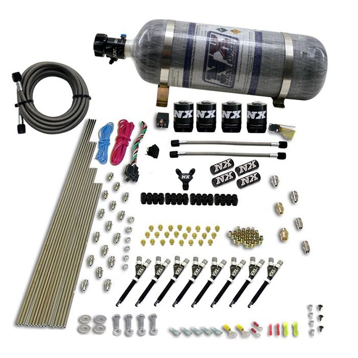 Express NX 80019-12 Direct Port VXL 8-Cylinder Injector Nitrous Oxide Injection System with 4 Solenoids and 12lb Carbon Fiber Bottle. 200-500 hp.