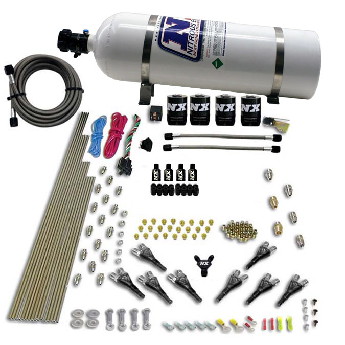 Shark Direct Port 8 cilindros 4 solenoides (calibración 200-500 CV) 15LB Nitrous Express NX 90006-15